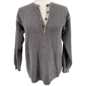 Gudrun Sjoden Gray Knit Sweater Henley Style Small